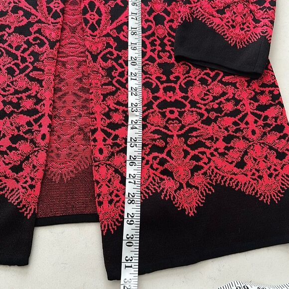 Misook Acrylic Blend Jacket Printed One Button Closure Black Red Plus Size XL - Picture 12 of 13